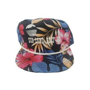 San Sun Vintage Sun Land Beef Co Hawaiian Print Snapback Hat Braided Cord NOS